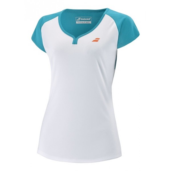 Женская футболка Babolat Play (White/Blue) для большого тенниса
